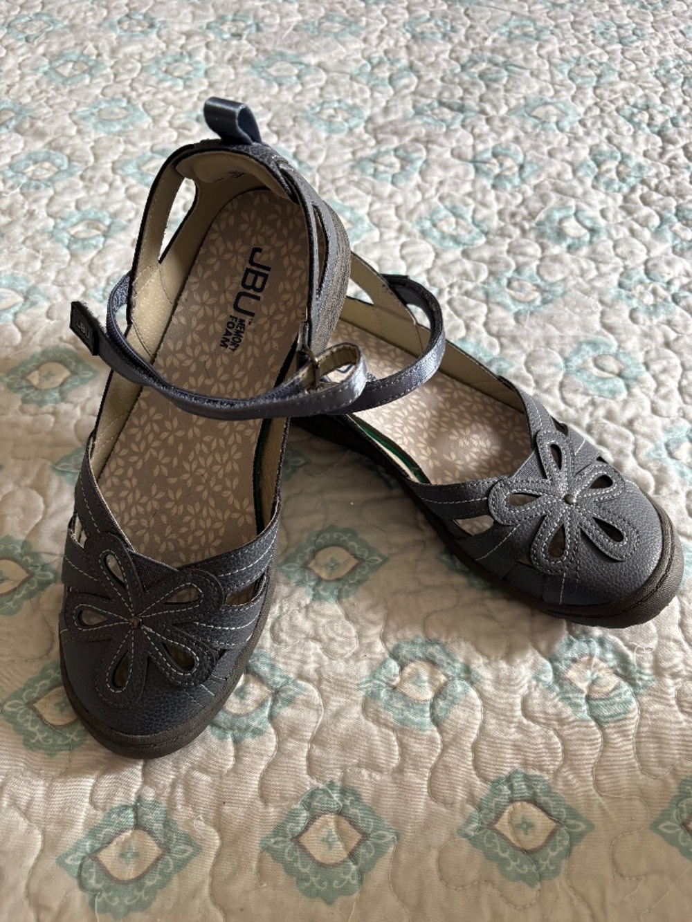 NWOT JBU by Jambu Magnolia Wide Mary Jane Flats Blue/Gray Size 6W